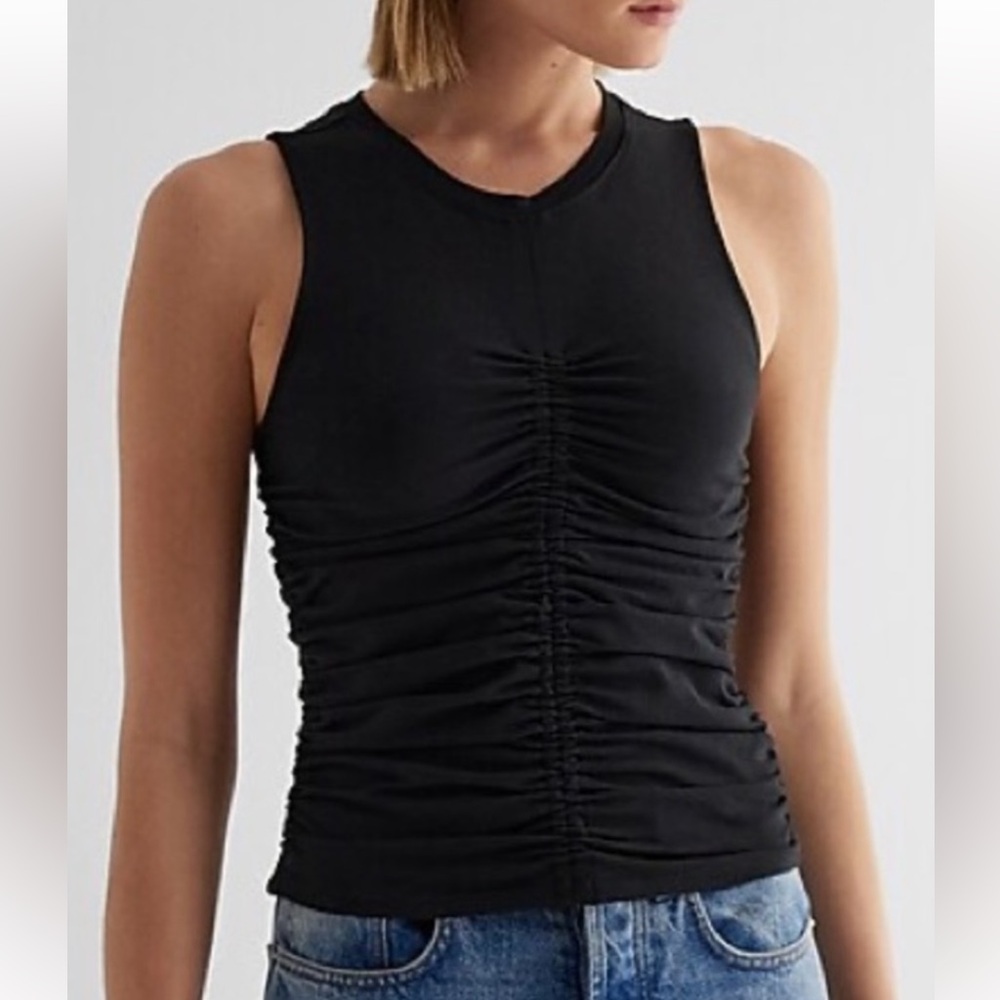 Zara White Sleeveless Ruched Top - Picture 6 of 7